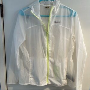 Marmot Air Lite Women's Hooded White Jacket MED W/ Lime Green Zipper